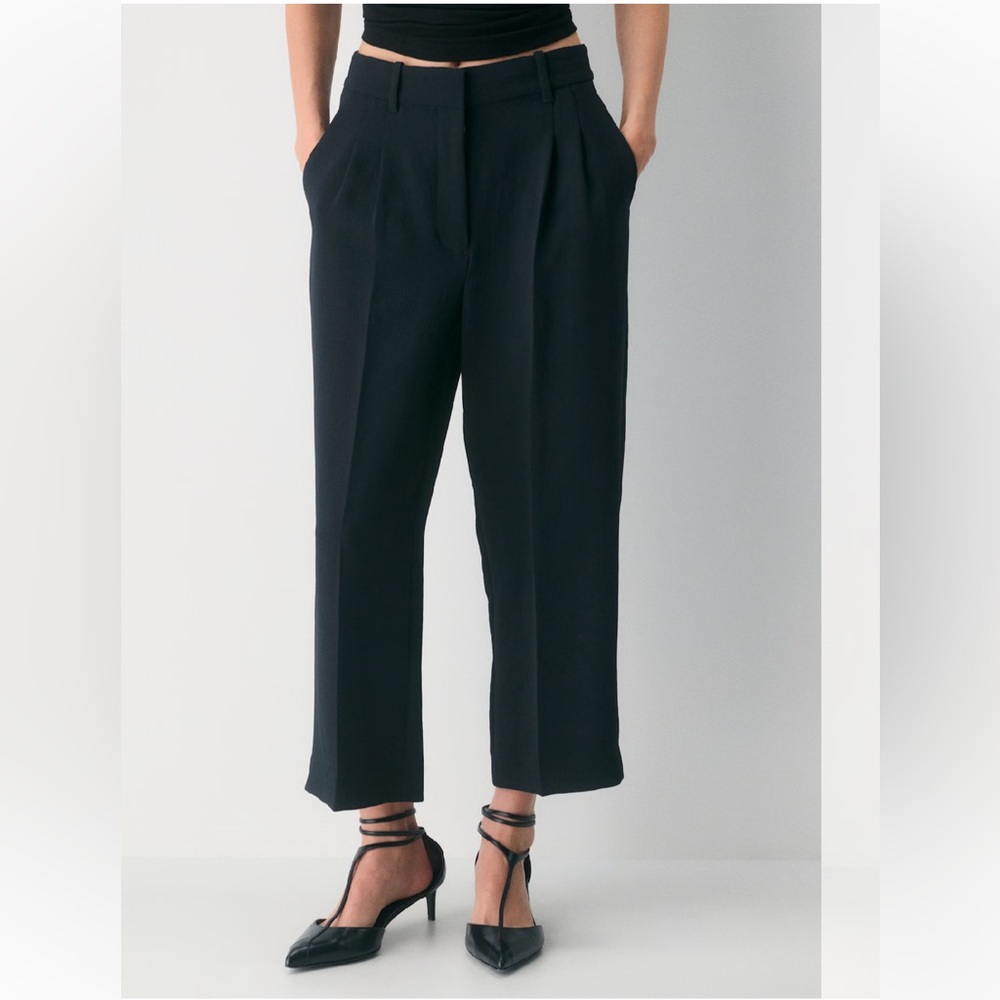 Aritzia Wilfred The Effortless Pant‎ Cropped High Rise Wide Leg Size 16 Black